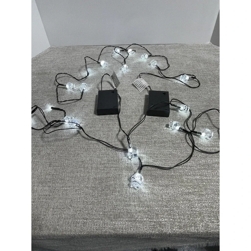 Vintage Halloween Skull Lights White Mold Plastic String Light Covers 20pc